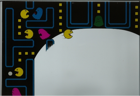 Zaccaria Puck Man monitor glass scan - top left